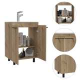 Tuhome Khari 24" Floor Cabinet with Double Doors, Two Shelves, Adjustable Legs, Modern Storage Solution for Bathroom