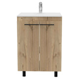 Tuhome Khari 24" Floor Cabinet with Double Doors, Two Shelves, Adjustable Legs, Modern Storage Solution for Bathroom