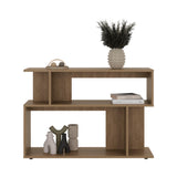 TUHOME Asymmetrical Sofa Side Table with Open Storage Shelves and Upper Display Surface, Modern Accent Table for Living Rooms and Entryways, Functional Narrow Companion Piece for Everyday Organization and Stylish Home Decor