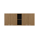 Tuhome Portofino 150" Wide Four-Door Wall Cabinet with Built-In Dish Rack, Double-Door Storage, Two Exterior Shelves, Two Interior Shelves, Kitchen Wall Organizer for Dishes and Appliances