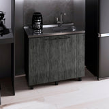 Tuhome Napoles Utility Sink with Cabinet, Stainless Steel Countertop, Interior Storage Shelf, Wide Dual-Door Base Cabinet, Modern Multi-Purpose Laundry and Kitchen Utility Station for Home Organization