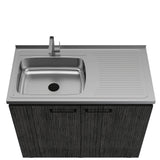 Tuhome Napoles Utility Sink with Cabinet, Stainless Steel Countertop, Interior Storage Shelf, Wide Dual-Door Base Cabinet, Modern Multi-Purpose Laundry and Kitchen Utility Station for Home Organization