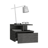 Tuhome Adele Floating Nightstand with One Drawer and Two Lower Shelves, Wall-Mounted Bedside Storage Solution for Compact Bedrooms, Modern Space-Saving Design with Hidden Storage and Display Area for Daily Essentials