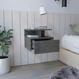 Tuhome Adele Floating Nightstand with One Drawer and Two Lower Shelves, Wall-Mounted Bedside Storage Solution for Compact Bedrooms, Modern Space-Saving Design with Hidden Storage and Display Area for Daily Essentials