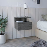 Tuhome Adele Floating Nightstand with One Drawer and Two Lower Shelves, Wall-Mounted Bedside Storage Solution for Compact Bedrooms, Modern Space-Saving Design with Hidden Storage and Display Area for Daily Essentials