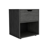 TUHOME Aberdeen 19.7-Inch High Nightstand with Central Drawer, Open Bottom Storage Compartment and Versatile Top Surface, Modern Engineered Wood Bedside for Organized Bedrooms