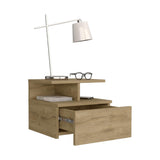 Tuhome Adele Floating Nightstand with One Drawer and Two Lower Shelves, Wall-Mounted Bedside Storage Solution for Compact Bedrooms, Modern Space-Saving Design with Hidden Storage and Display Area for Daily Essentials