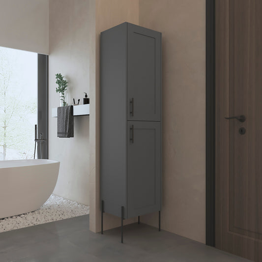 TUHOME Hagi 71-Inch Tall Linen Cabinet with Four-Tier Adjustable Shelves, Shaker-Style Double Door Design and Slim Space-Saving Profile, Modern Vertical Storage Solution for Bathrooms, Hallways or Multipurpose Home Areas
