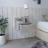 Tuhome Adele Floating Nightstand with One Drawer and Two Lower Shelves, Wall-Mounted Bedside Storage Solution for Compact Bedrooms, Modern Space-Saving Design with Hidden Storage and Display Area for Daily Essentials