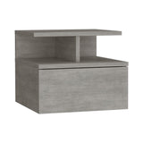 Tuhome Adele Floating Nightstand with One Drawer and Two Lower Shelves, Wall-Mounted Bedside Storage Solution for Compact Bedrooms, Modern Space-Saving Design with Hidden Storage and Display Area for Daily Essentials