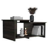 Tuhome Wema 3 Coffee Table with Lower Open Shelf, Dual-Level Shelving, Modern Espresso Finish for Living Room