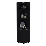 Tuhome Malibu 62" Tall Double Door Corner Linen Cabinet with Four Spacious Shelves, Freestanding Vertical Storage Tower for Towels Toiletries and Bathroom Essentials, Modern Space-Saving Organizer Unit