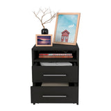 TUHOME Greter Nightstand with Two Spacious Drawers, Open Storage Shelf, Floating Modern Design, Functional Bedside Organization, Enhanced Surface Space for Daily Essentials, Ideal for Streamlined and Contemporary Bedroom Living
