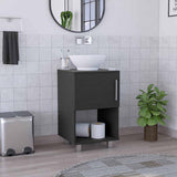 Gouda 18" Single Bathroom Vanity with Integrated Sink, Open Storage Shelf, Single-Door Cabinet and Space-Saving Modern Design for Organized Daily Use, Practical Bathroom Functionality and Contemporary Home Appeal