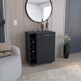 TUHOME Wick Bar Cart with Integrated Wine Storage, Spacious Interior Cabinet, Smooth-Rolling Casters and Expansive Top Platform Offering Mobile Home Entertainment, Modern Organization and Functional Hosting Convenience