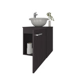 Clyde 18" Floating Vanity with One-Door Cabinet, Porcelain Vessel Sink, Open Shelf for Bathroom Storage, Modern Space-Saving Design, Ideal for Small Bathrooms and Powder Rooms, Maximizing Functionality and Style