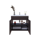 Chaux Floating Vanity, Wall-Mounted Bathroom Unit with Double Soft-Close Doors, Durable Resin Sink, Two Open Shelves for Smart Storage, Modern Bathroom Storage Solution for Small Spaces and Compact Bathrooms