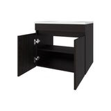 Chaux Floating Vanity, Wall-Mounted Bathroom Unit with Double Soft-Close Doors, Durable Resin Sink, Two Open Shelves for Smart Storage, Modern Bathroom Storage Solution for Small Spaces and Compact Bathrooms