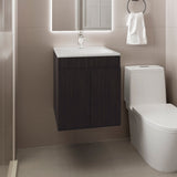 Meka Wall-Mounted Bathroom Vanity Console Modern Design Featuring Two Access Doors and Integrated Resin Sink Ample Concealed Storage Solution Perfect for Optimizing Space in Smaller Bathrooms