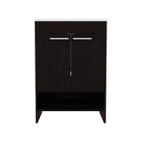 Lorenzo Free-Standing Bathroom Vanity Console Featuring Sleek Finish Design and Spacious Storage Functionality with Four Pull-Out Utility Drawers and Two Open Shelves for Optimized Organization