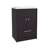 Madison Freestanding Bathroom Vanity Console Modern Design Featuring Two Cabinet Doors and One Pull-Out Utility Drawer Ample Storage Solution for Superior Organization and Utility in Large Spaces