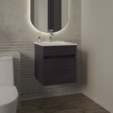 Primavera 18" Wide Floating Bathroom Vanity with One Cabinet and Two Open Shelves, Compact Wall-Mounted Modern Vanity for Small Bathrooms, Storage Organizer for Towels, Toiletries, and Essentials