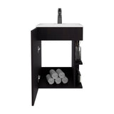 Colton Free-Standing Bathroom Vanity with One-Door Cabinet and Open Shelf, Modern Compact Sink Cabinet with Light Grey Wood Finish, Ideal for Small Bathrooms and Powder Rooms, Space-Saving Storage Solution