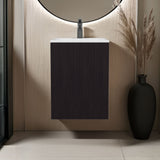 Colton Free-Standing Bathroom Vanity with One-Door Cabinet and Open Shelf, Modern Compact Sink Cabinet with Light Grey Wood Finish, Ideal for Small Bathrooms and Powder Rooms, Space-Saving Storage Solution