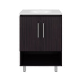 Conrad Freestanding Bathroom Vanity with Resin Sink, One-Door Cabinet, Open Shelf for Storage, Compact Modern Design for Small Bathrooms, Powder Room, and Space-Saving Organizer