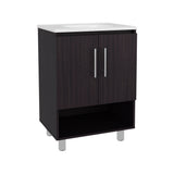 Conrad Freestanding Bathroom Vanity with Resin Sink, One-Door Cabinet, Open Shelf for Storage, Compact Modern Design for Small Bathrooms, Powder Room, and Space-Saving Organizer