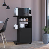 Clip Kitchen Cart with Spacious Countertop, Single-Door Storage Cabinet, Additional Rack Shelf and Smooth-Rolling Four Casters for Mobile Organization, Microwave Support and Versatile Everyday Kitchen Convenience
