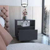 Austin Nightstand Modern Bedroom Side Table with Smooth-Glide Storage Drawer, Open Shelf for Books and Magazines, Easy-Move Caster Base and Spacious Top Surface for Everyday Essentials by Austin Furniture