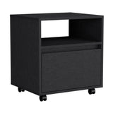 Austin Nightstand Modern Bedroom Side Table with Smooth-Glide Storage Drawer, Open Shelf for Books and Magazines, Easy-Move Caster Base and Spacious Top Surface for Everyday Essentials by Austin Furniture
