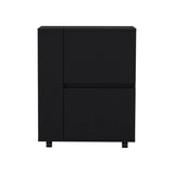 Glasgow Bar Cart with Two Pull-Down Door Cabinets, Two Open Shelves, Smooth Rolling Wheels with Brake System, Compact Mobile Serving Cart for Home Entertaining, Kitchen Storage and Living Room Organization