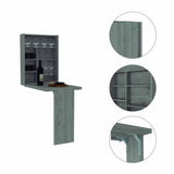 Tuhome Vatta Wall Foldable Counter Table with Multiple Shelves, Extending Surface, Space-Saving Design for Kitchen, Dining Room, or Home Office