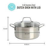 Martha Stewart Castelle 5-Quart Stainless Steel Dutch Oven with Lid, 18/8 Stainless Steel, Induction Safe