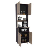 Otomo Pantry Cabinet with 5 Spacious Shelves and 4 Doors, Tall Freestanding Storage Unit for Kitchen Organization, Concealed and Open Storage for Small Appliances, Dinnerware, and Dry Goods