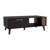 TUHOME Vance 47" Wide Modern Coffee Table with One Pull-Down Cabinet Door, Open Storage Shelf, Rectangular Living Room Center Table, Contemporary Design for Books, Décor and Everyday Organization with Functional Storage