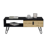 TUHOME Huna Coffee Table with Modern Hairpin Legs, Spacious Storage Drawer and Open Shelf Compartment Offering Contemporary Living Room Functionality and Durable Engineered Wood Construction for Everyday Home Use