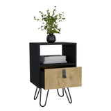 TUHOME Huna Nightstand with Single Drawer, Open Storage Compartment, Spacious Top Surface, Sleek Modern Design with Raised Wooden Legs, Functional Bedroom Side Table for Organizing Nighttime Essentials and Decor