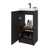 Syracuce Floorstanding Bathroom Vanity and Cabinet with Resin Sink, Compact Bathroom Storage with One Door and 2 Interior Shelves