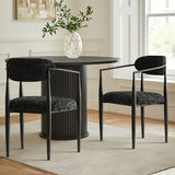Manhattan Modern Chenille Dining Chair With Arms (Set of 2)