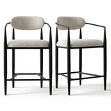 Manhattan 25.5" Chenille Metal Frame Counter Stool With Armrest And Footrest (Set of 3)
