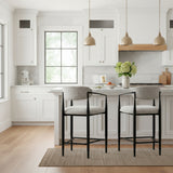 Manhattan 25.5" Chenille Counter Stool With Arms (Set of 3)