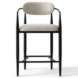 Manhattan 25.5" Chenille Metal Frame Counter Stool With Armrest And Footrest (Set of 2)