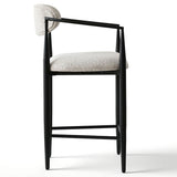 Manhattan 25.5" Chenille Metal Frame Counter Stool With Armrest And Footrest (Set of 2)