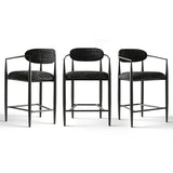 Manhattan 25.5" Chenille Metal Frame Counter Stool With Armrest And Footrest (Set of 3)
