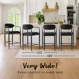 Manhattan 25.5" Chenille Metal Frame Counter Stool With Armrest And Footrest (Set of 2)