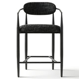 Manhattan 25.5" Chenille Metal Frame Counter Stool With Armrest And Footrest (Set of 2)