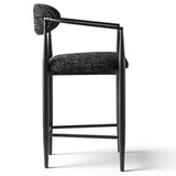 Manhattan 25.5" Chenille Metal Frame Counter Stool With Armrest And Footrest (Set of 2)